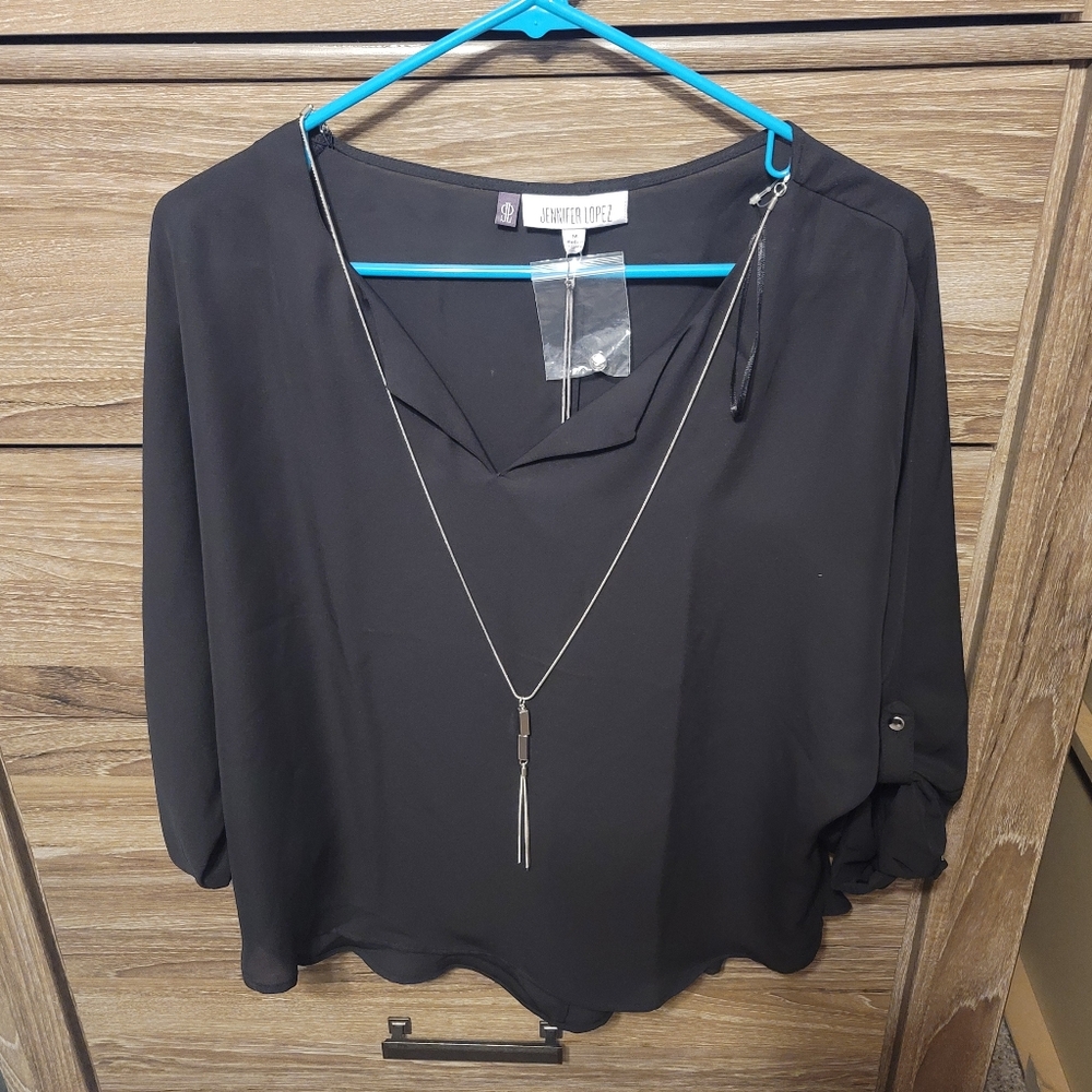 Black Jennifer Lopez Shirt size medium, tags on, removable necklace included